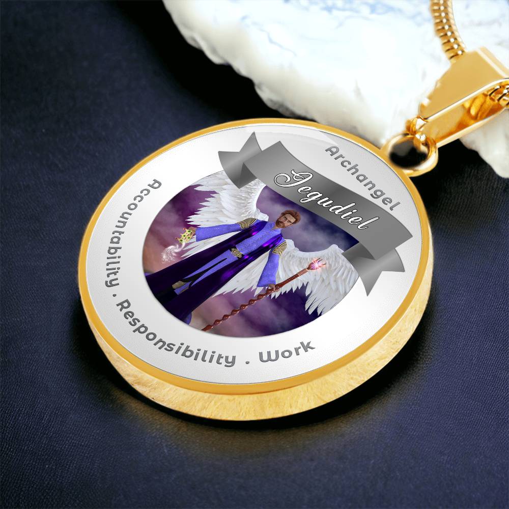 Archangel Jegudiel - Affirmation Necklace For Accountability, Mercy, Responsibility & Work - More Than CharmsMore Than Charms
