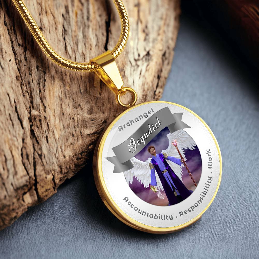Archangel Jegudiel - Affirmation Necklace For Accountability, Mercy, Responsibility & Work - More Than CharmsMore Than Charms
