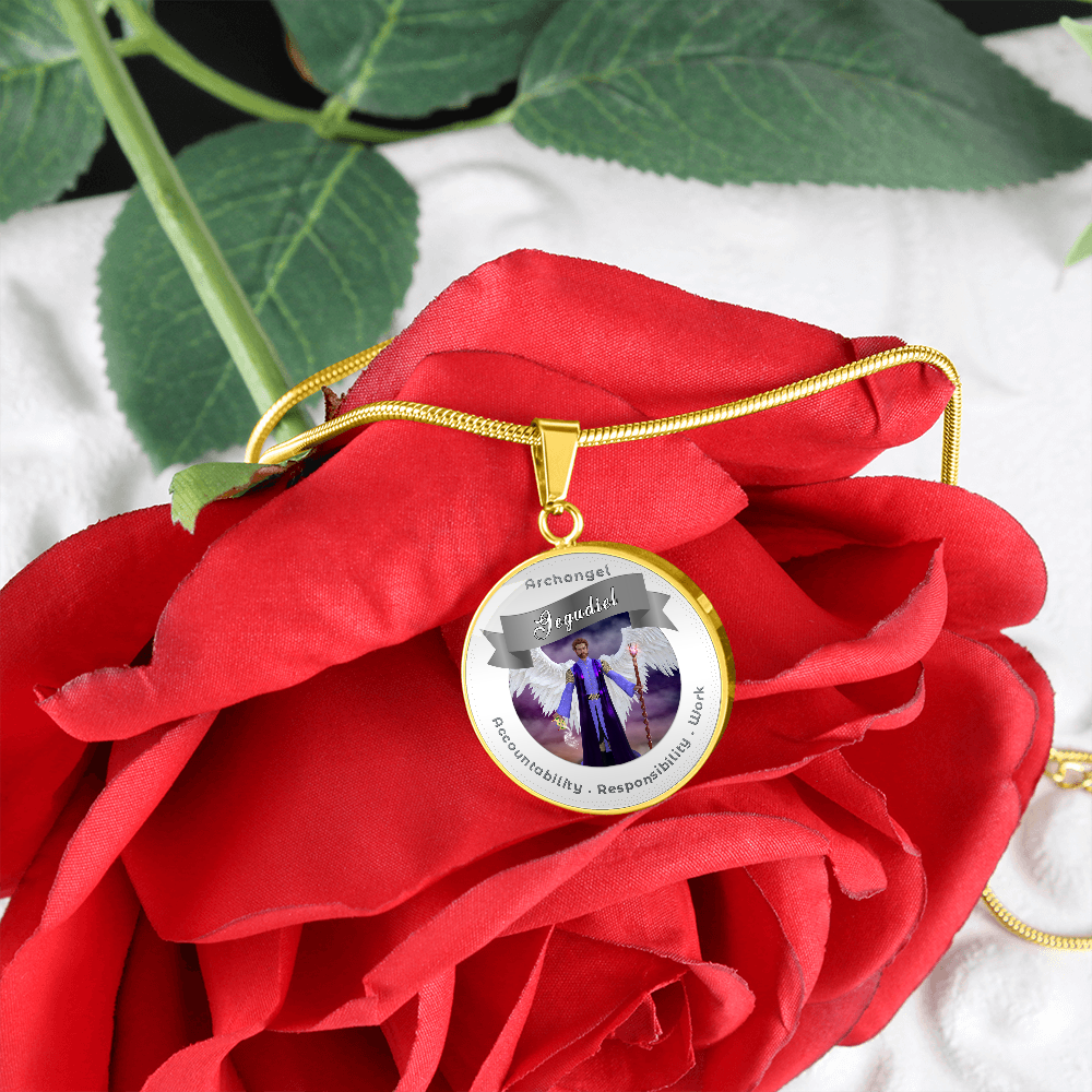 Archangel Jegudiel - Affirmation Necklace For Accountability, Mercy, Responsibility & Work - More Than CharmsMore Than Charms