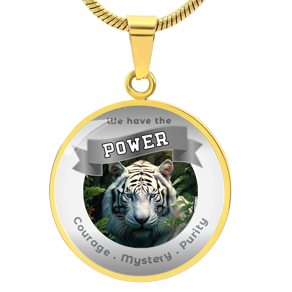 White Tiger - Power Animal Affirmation Necklace - Courage Mystery Purity - More Than CharmsMore Than Charms