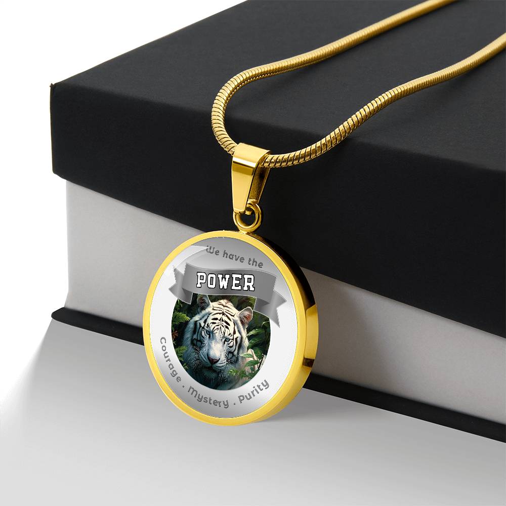 White Tiger - Power Animal Affirmation Necklace - Courage Mystery Purity - More Than CharmsMore Than Charms