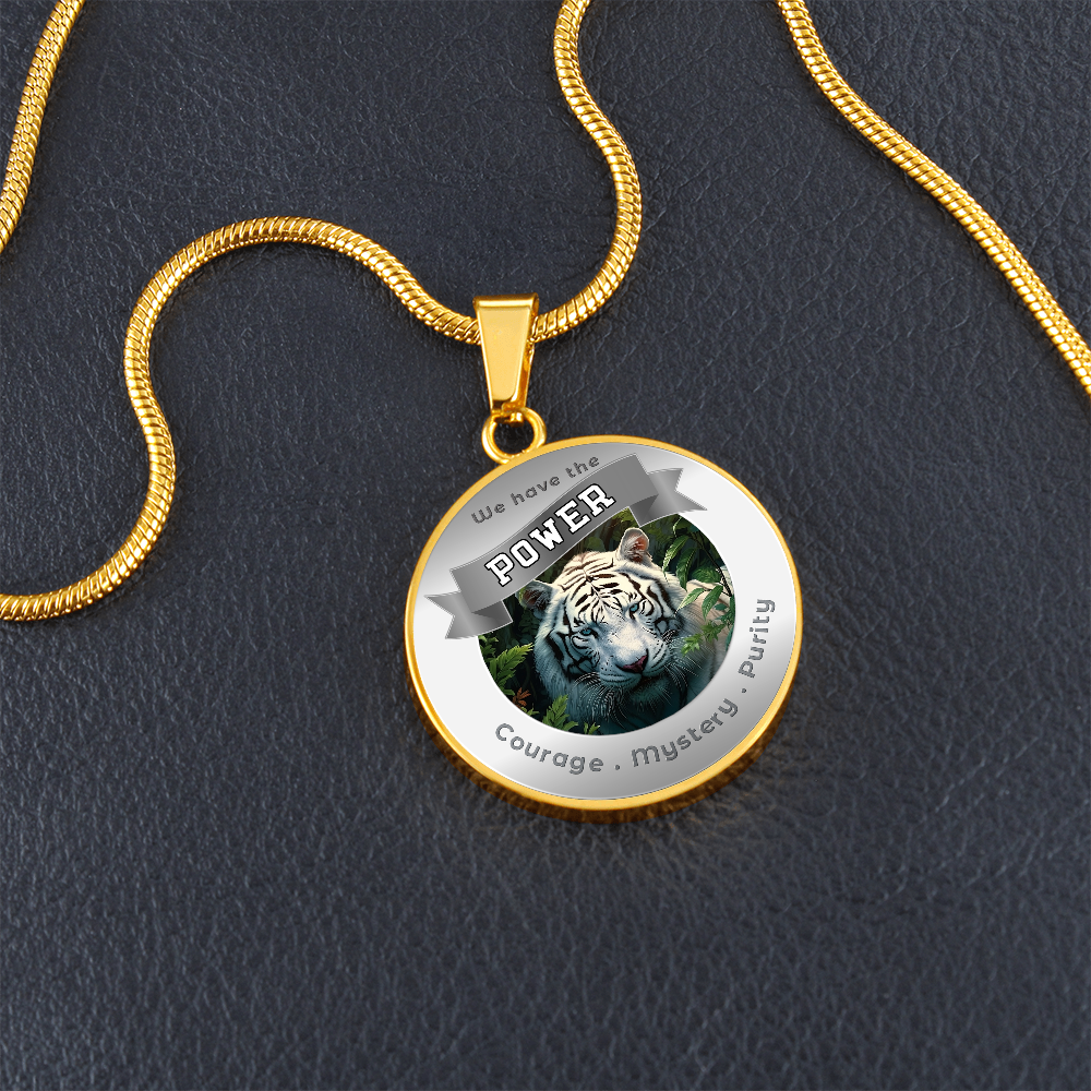 White Tiger - Power Animal Affirmation Necklace - Courage Mystery Purity - More Than CharmsMore Than Charms