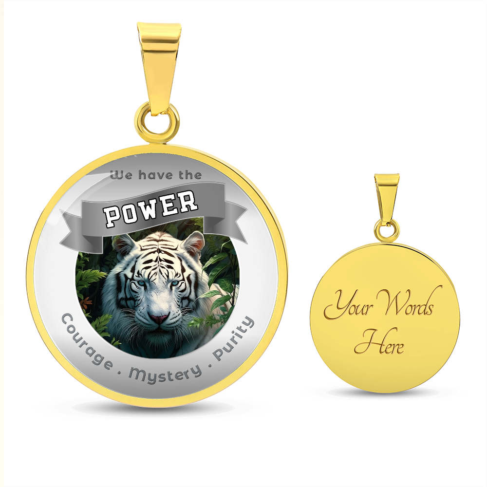 White Tiger - Power Animal Affirmation Necklace - Courage Mystery Purity - More Than CharmsMore Than Charms