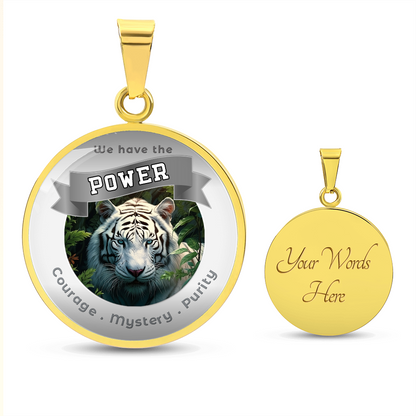 White Tiger - Power Animal Affirmation Necklace - Courage Mystery Purity - More Than CharmsMore Than Charms