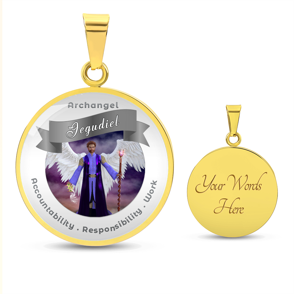 Archangel Jegudiel - Affirmation Necklace For Accountability, Mercy, Responsibility & Work - More Than CharmsMore Than Charms