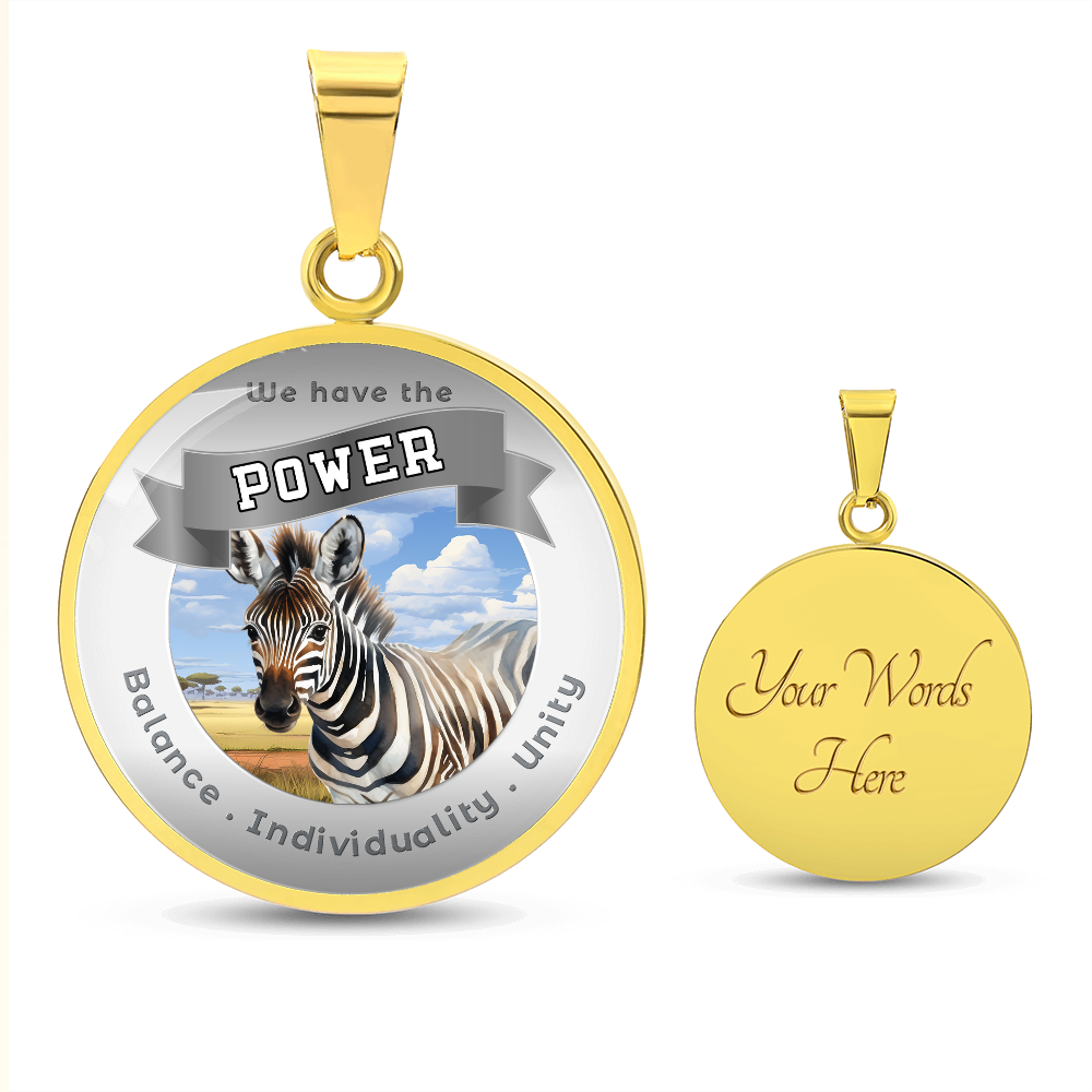 Zebra - Power Animal Affirmation Necklace - Balance Individuality Unity - More Than CharmsMore Than Charms