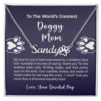 More Than Charms Name Paw Necklace - World's Greatest Doggy Mom Gift Box