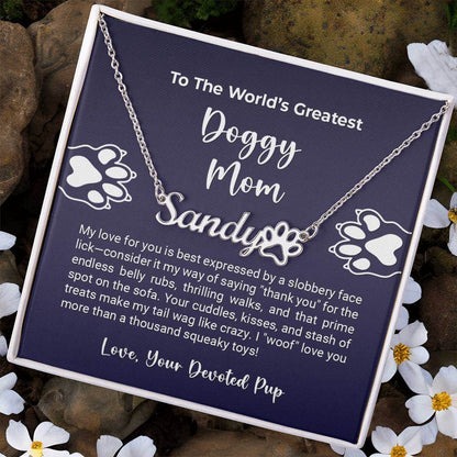Personalized Paw Print Name Necklace for Dog Lovers - More Than Charms Gift Box Display