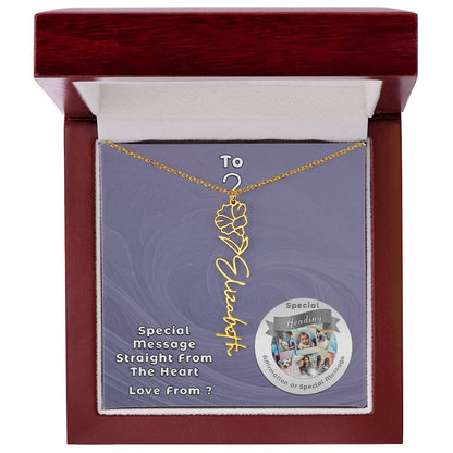 Flower Name Necklace with Custom Designed Message Card - 🩶 Flower Name Necklace with Custom Designed Message Card– Need a gift that's as unique as she is? Then look no further than our Flower Name Necklace! With a customizable birth flower design, this n