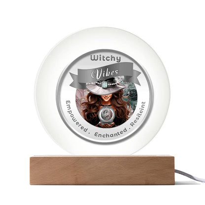 USB Circle Acrylic LED Light -  Witchy  Vibes - Brown