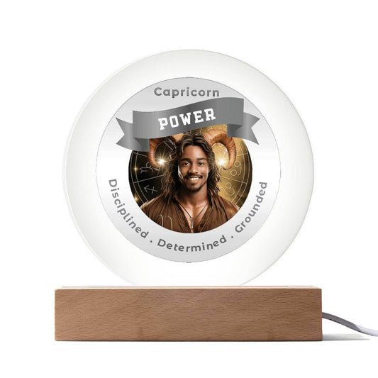USB Circle Acrylic LED Light -  Divine Masculine Capricorn