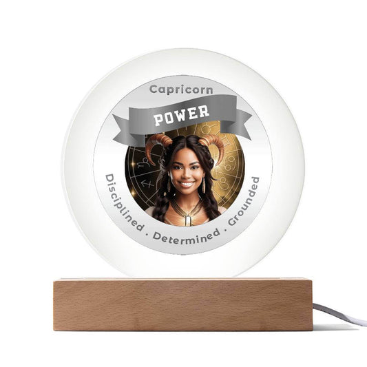 USB Circle Acrylic LED Light -  Divine Feminine Capricorn