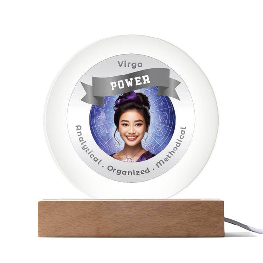 USB Circle Acrylic LED Light -  Divine Feminine Virgo