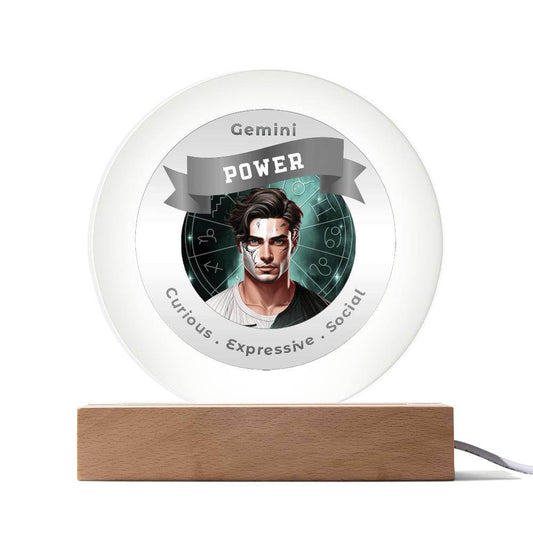 USB Circle Acrylic LED Light -  Divine Masculine Gemini