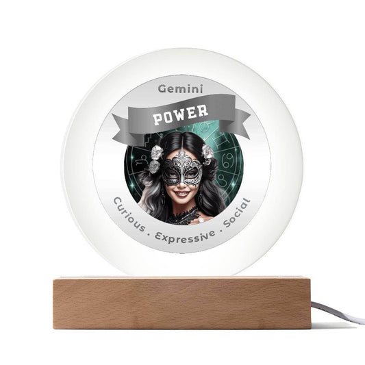 USB Circle Acrylic LED Light -  Divine Feminine Gemini