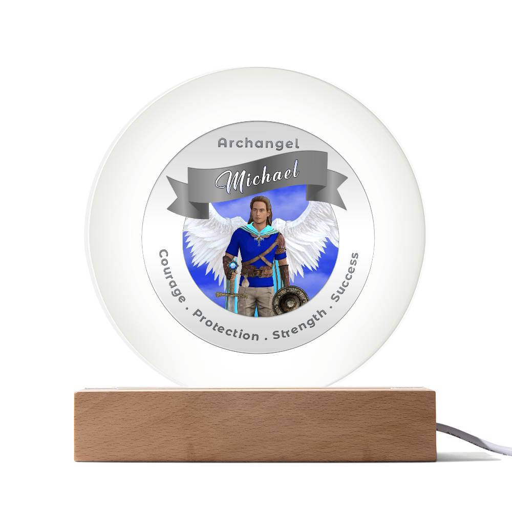 USB Circle Acrylic LED Light  - Archangel Michael