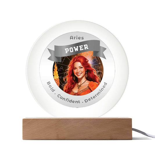 USB Circle Acrylic LED Light -  Divine Feminine Aries