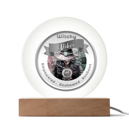 USB Circle Acrylic LED Light -  Witchy  Vibes - Grey