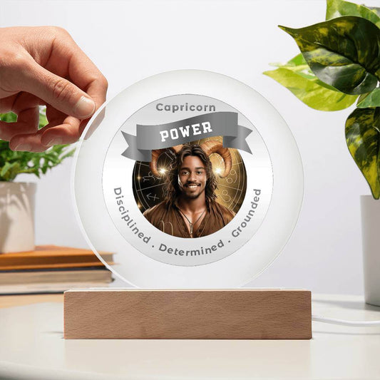 USB Circle Acrylic LED Light -  Divine Masculine Capricorn