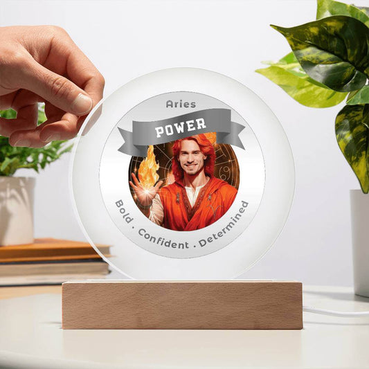 USB Circle Acrylic LED Light -  Divine Masculine Aries