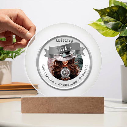 USB Circle Acrylic LED Light -  Witchy  Vibes - Brown