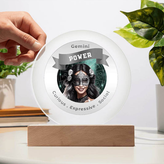 USB Circle Acrylic LED Light -  Divine Feminine Gemini