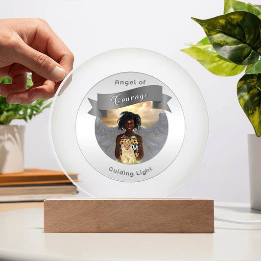USB Circle Acrylic LED Light  -Guardian Angel - Courage