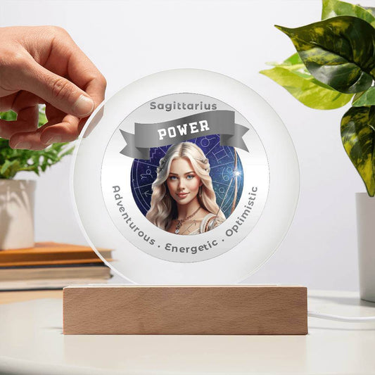 USB Circle Acrylic LED Light -  Divine Feminine Sagittarius