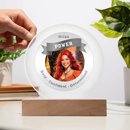 USB Circle Acrylic LED Light -  Divine Feminine Aries