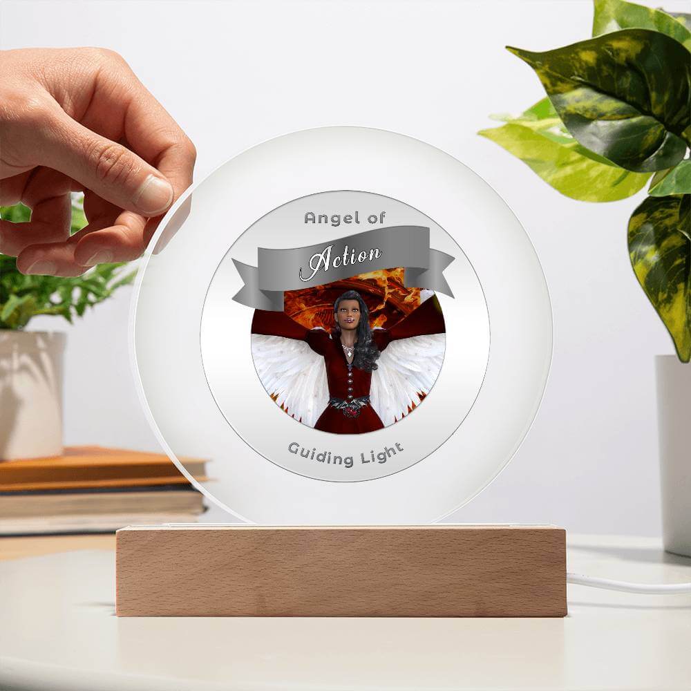 USB Circle Acrylic LED Light - Angel - Action