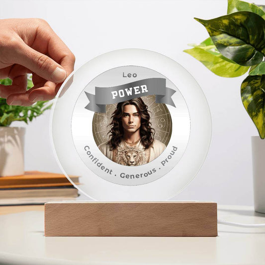 USB Circle Acrylic LED Light -  Divine Masculine Leo