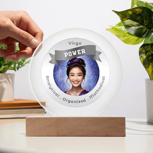 USB Circle Acrylic LED Light -  Divine Feminine Virgo