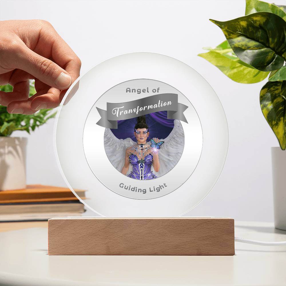USB Circle Acrylic LED Light - Guardian Angel - Transformation