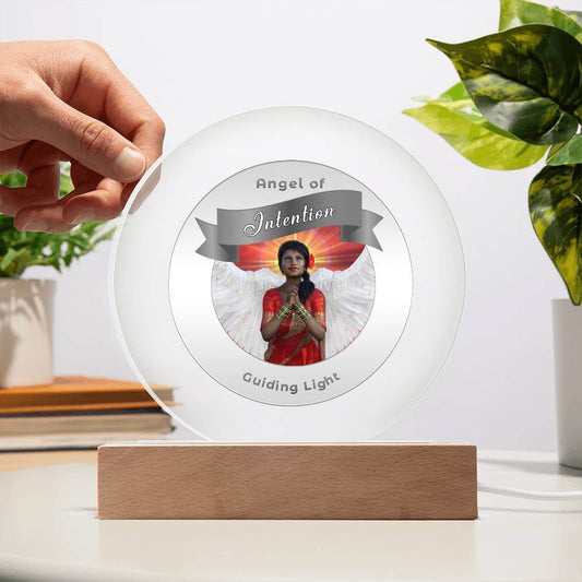 USB Circle Acrylic LED Light  -Guardian Angel - Intention