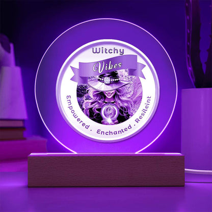 USB Circle Acrylic LED Light -  Witchy  Vibes - Blond