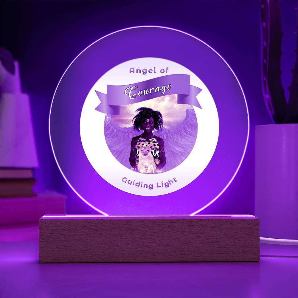USB Circle Acrylic LED Light  -Guardian Angel - Courage