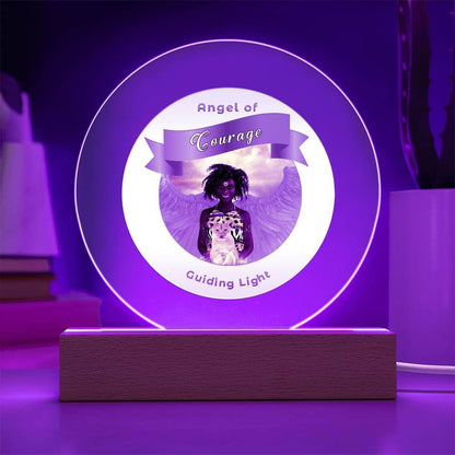 USB Circle Acrylic LED Light  -Guardian Angel - Courage