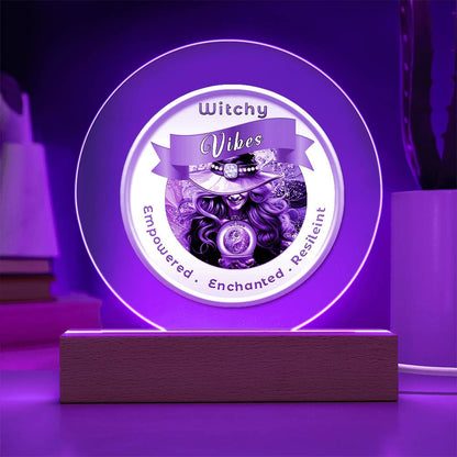 USB Circle Acrylic LED Light -  Witchy  Vibes - Grey