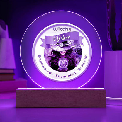 USB Circle Acrylic LED Light -  Witchy  Vibes - Brown