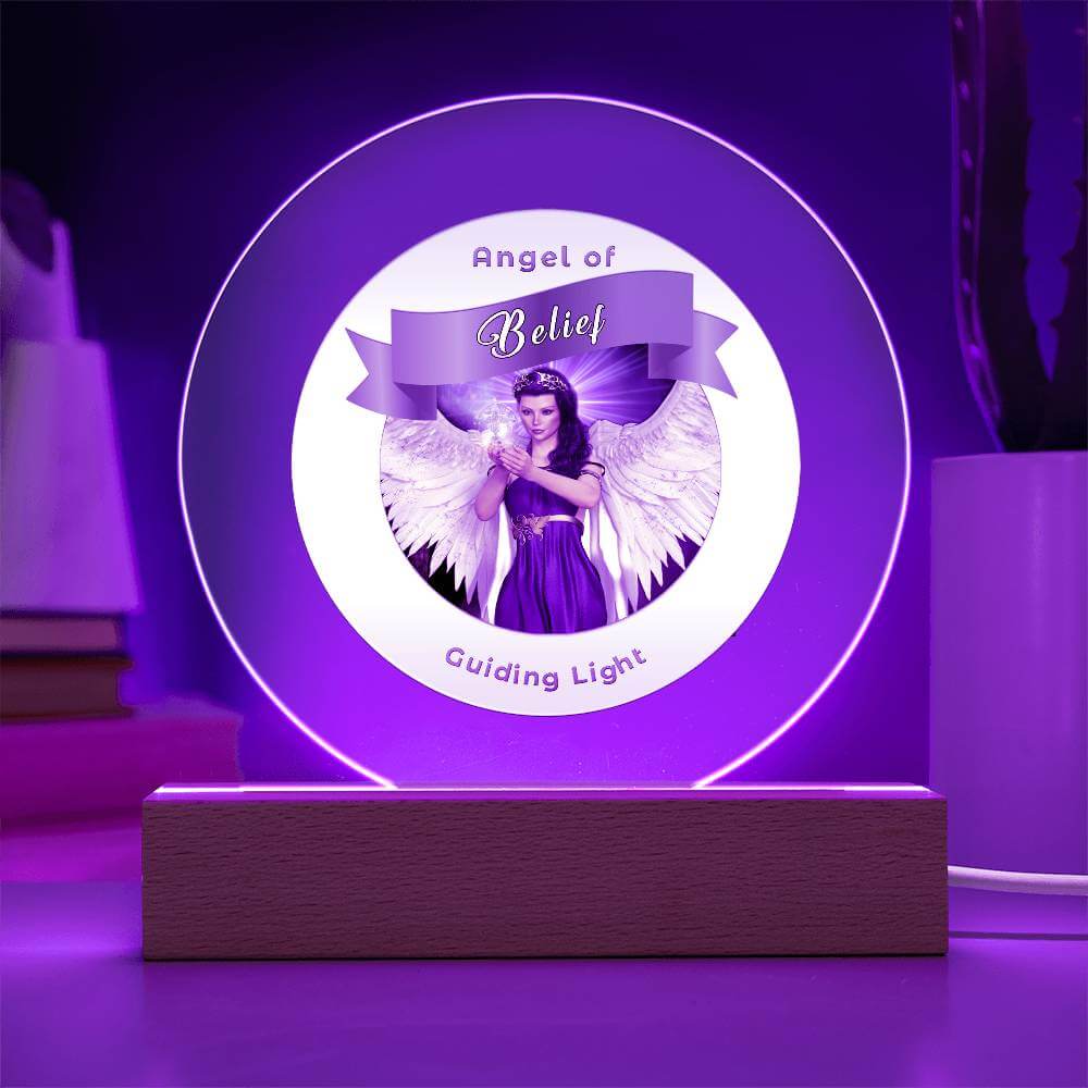 USB Circle Acrylic LED Light - Angel -- Belief