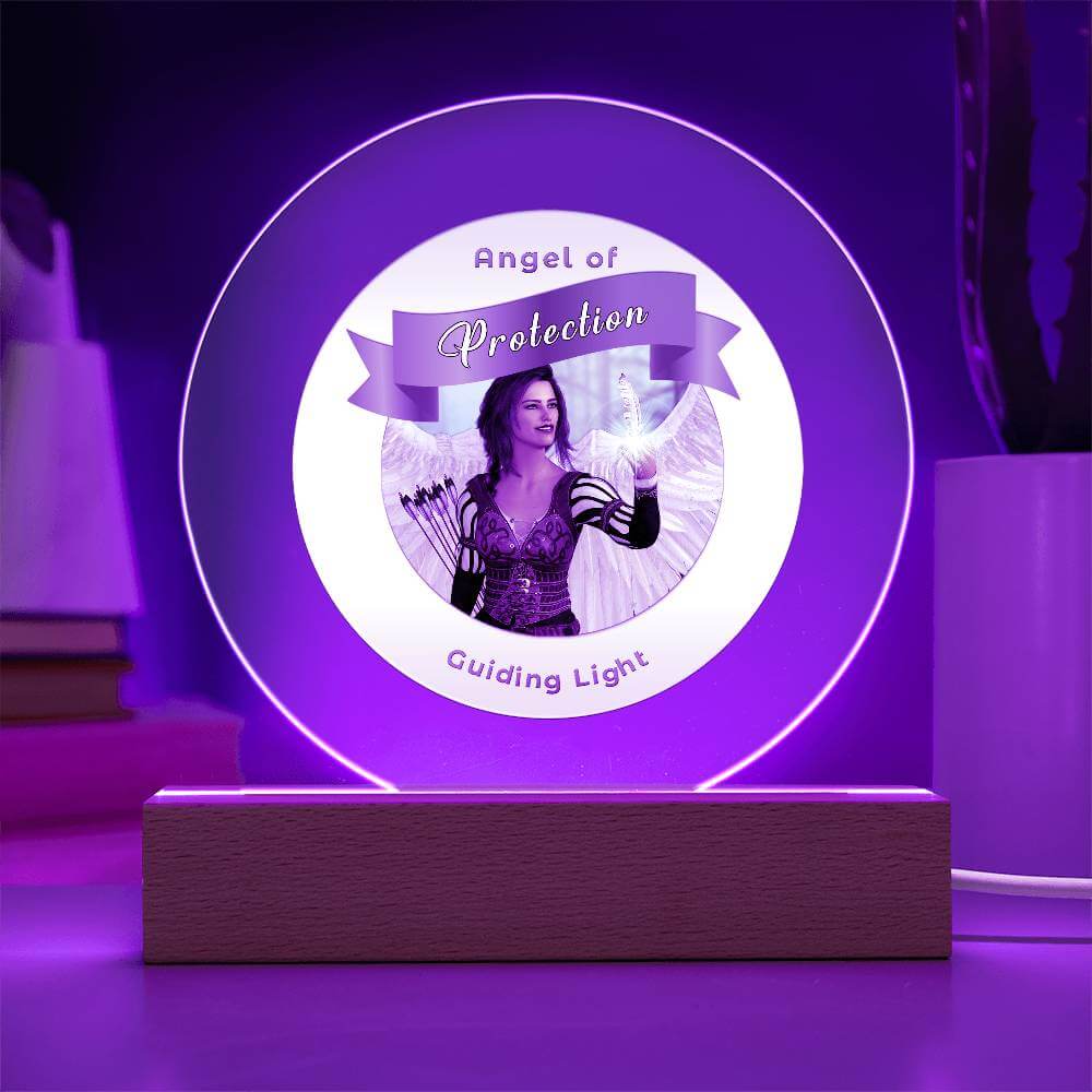 USB Circle Acrylic LED Light  -Guardian Angel - Protection