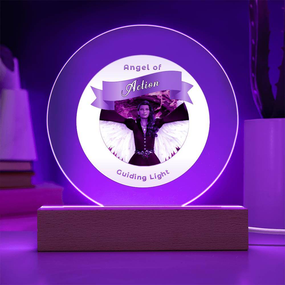 USB Circle Acrylic LED Light - Angel - Action