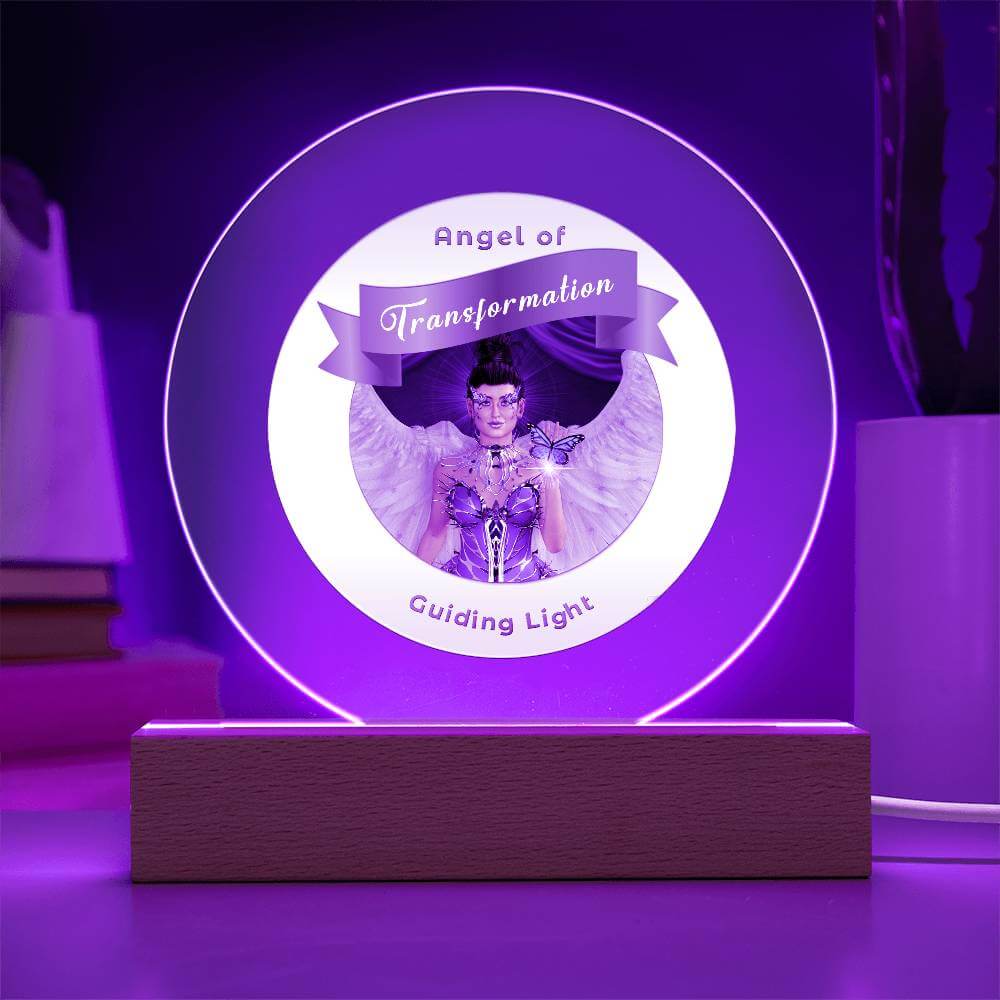 USB Circle Acrylic LED Light - Guardian Angel - Transformation