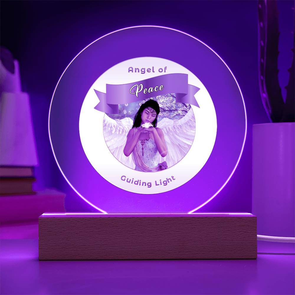 USB Circle Acrylic LED Light  -Guardian Angel - Peace