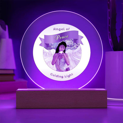 USB Circle Acrylic LED Light  -Guardian Angel - Peace
