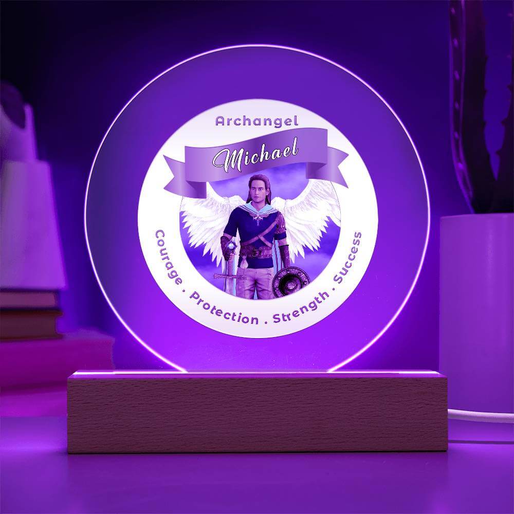 USB Circle Acrylic LED Light  - Archangel Michael