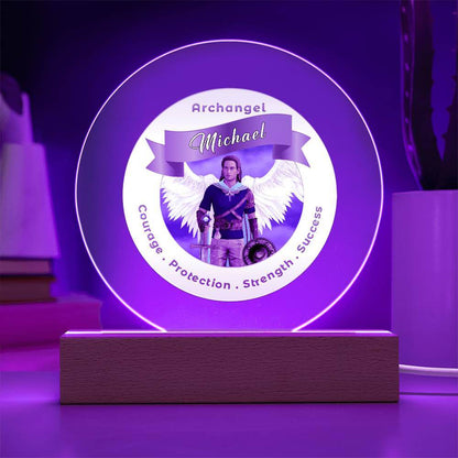 USB Circle Acrylic LED Light  - Archangel Michael