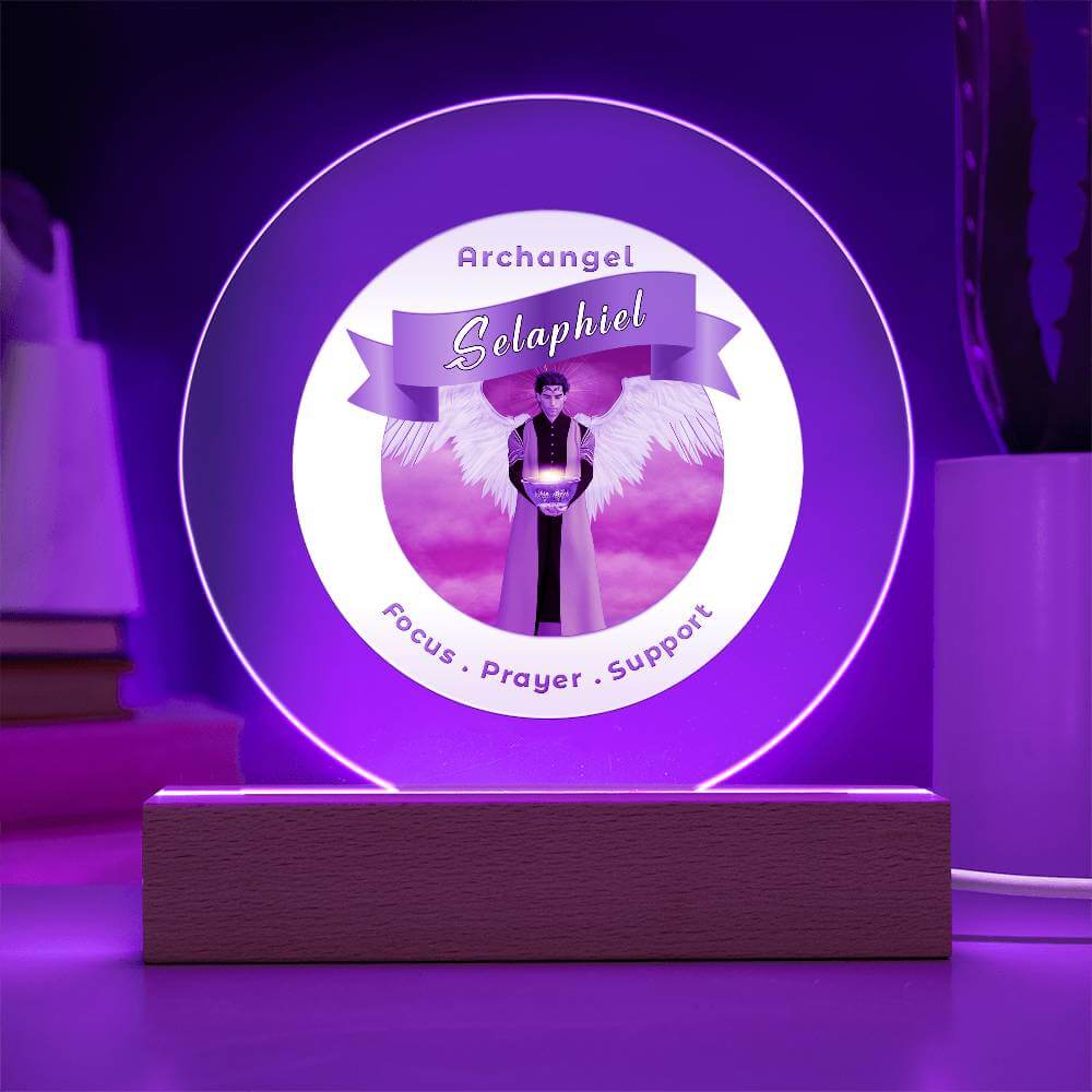 USB Circle Acrylic LED Light - Archangel Selaphiel