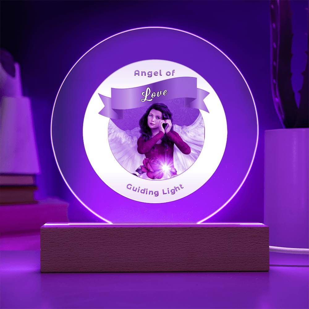 USB Circle Acrylic LED Light  -Guardian Angel - Love