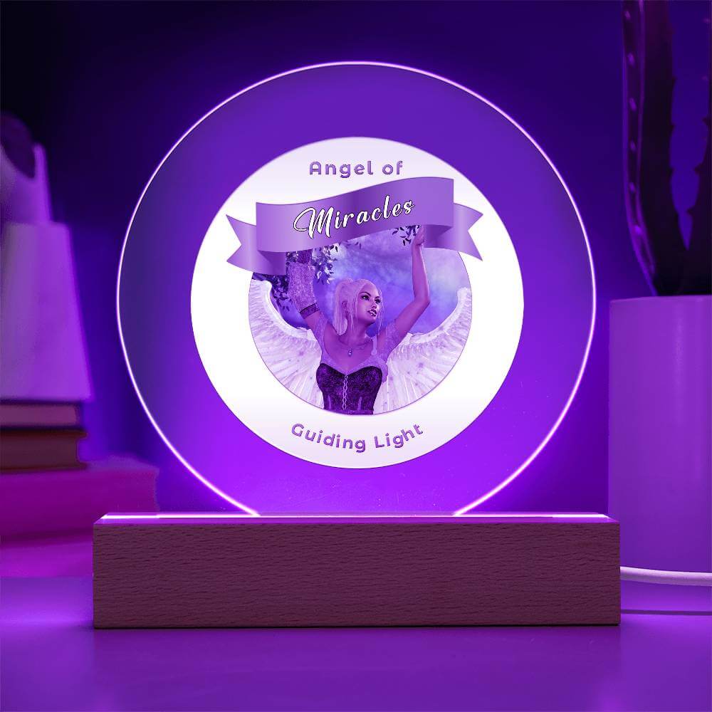 USB Circle Acrylic LED Light  -Guardian Angel - Miracles